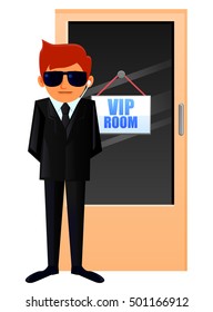Security guard standing at a VIP room door vector