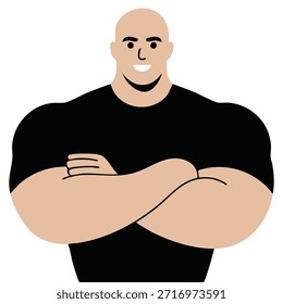Guardia de seguridad fuerte hombre atlético aislado Ilustración vectorial sobre fondo blanco