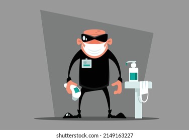 Security guard with thermometer on covid protection