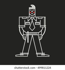 Security Guard of vector icons illustration isolated on black background