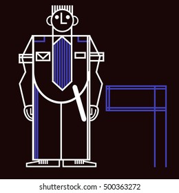 Security Guard of vector icons illustration isolated on black background