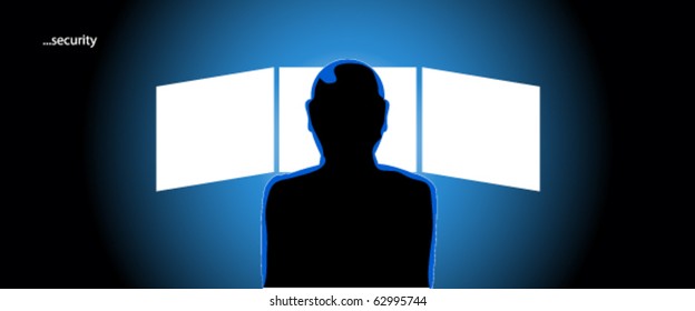 The security guard watching monitors