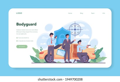Security guard web banner or landing page. Surveillance and ptrotection