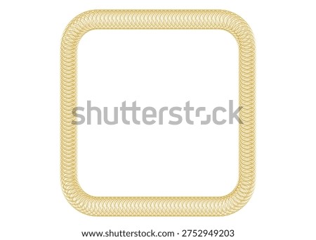Security guilloche border for money certificates and bank documents. Intricate passport frame with watermark patterns, rosettes, and authentic guilloche ornamental details.