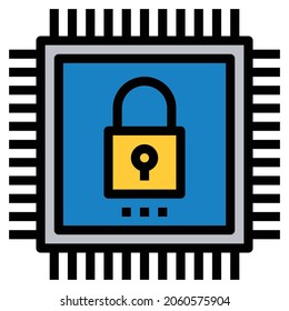 SECURITY HARDWARE LINE COLOR ICON VECTOR