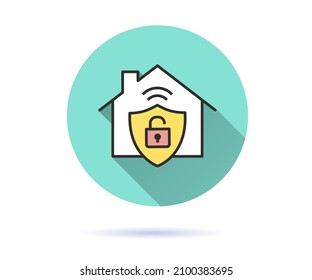 Security home icon. Simple illustration with long shadow isolated for graphic and web design.