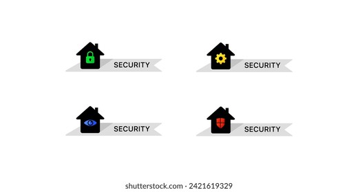 Iconos del hogar de seguridad. Estilo plano. Icono de vector