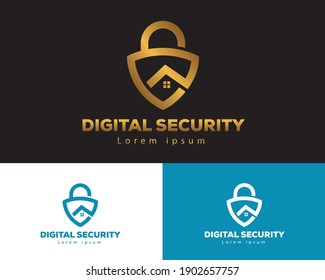 Diseño del logotipo del hogar de seguridad, logotipo del hogar blindado, diseño del logotipo de la casa segura 