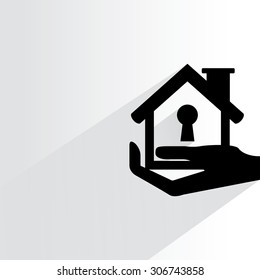 security home system, hand holding house