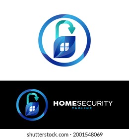 Security House Lock Icon Logo Design Element. Home security, Technology, Network safety. Connect, integrate, circle lock