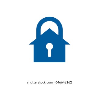 Security House Lock Icon Logo Design Element