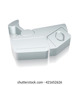 Security icon: 3d metallic Cctv Camera with reflection on White background, EPS 10 vector illustration.