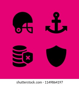 security icon. 4 security set with anchor, shield, helmet and error vector icons for web and mobile app