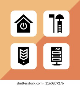 security icon. 4 security set with army, life guard, smart home and server vector icons for web and mobile app