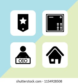 security icon. 4 security set with home, intercom, enterprise and army vector icons for web and mobile app