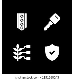 security icon. 4 security set with security on, army, smart and key vector icons for web and mobile app
