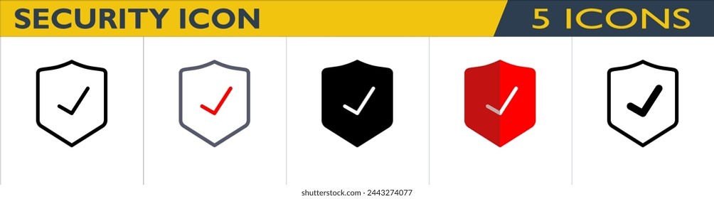 Security icon with 5 styles (outline, color outline, solid, color and mixed)