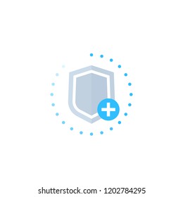 Security icon with add sign and shield