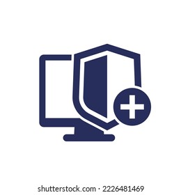 Icono de seguridad con signo y escudo añadido, vector