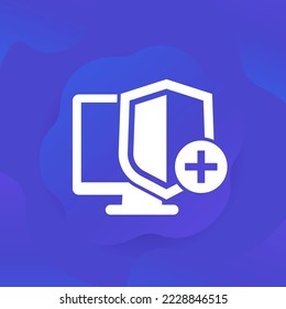 Security icon with add sign, vector