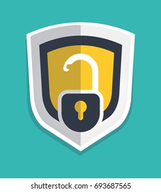 Security icon or badges.Concept password, blocking, security. Icon for web and mobile application. Flat design style.