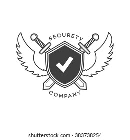Security icon black color and flat style on white background. Vector illustration