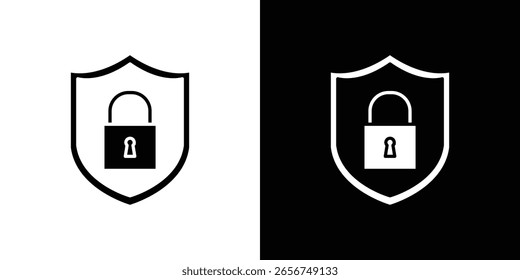 Silueta negra del icono de la seguridad para el Web, y el App móvil