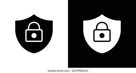 Silueta negra del icono de la seguridad para el Web, y el App móvil