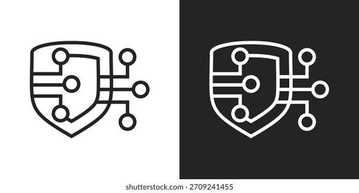 Icono De Seguridad En Estilo De Línea En Blanco Y Negro