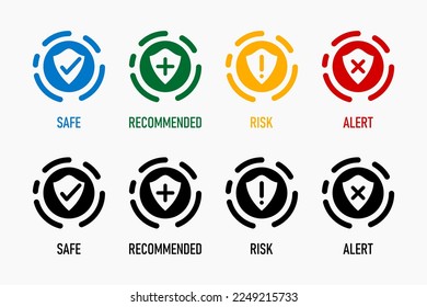 Security icon collection. Isolated colorful and black 'n' white security status icons.