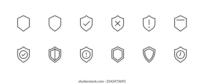 Icono de seguridad colección. Conjunto de iconos de privacidad. Escudo, cifrado de datos, acceso de usuario, control de acceso, protección y más. Trazo editable. Pixel perfecto. Base de rejilla 32px.