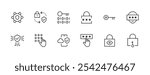 Security icon collection. Protection icon set. Shield, privacy, password, user access, access control, cyber security and more. Editable stroke. Pixel Perfect. Grid base 32px.