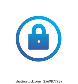 Security icon design with circle style blue gradient color