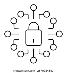 Security icon design, Cyber Security Icon Design outline. Safety lock for all project.   