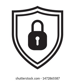 Security icon design. Shield security symbol for your web site design. Security icon in flat style on white background. Vector illustration.