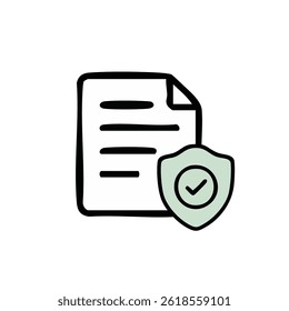 Ilustración de elemento de icono de seguridad listo. para la decoración de la pared o como fondo. Estilo de dibujo de contorno de crayón. Ilustración vectorial de moda dibujada a mano