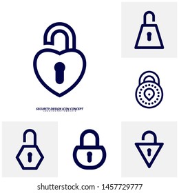 Security icon logo design vector. Protection and Security Vector Line Icons Set. Business Data Protection Technology, Cyber Security, Computer Network Protection. Editable Stroke. Web Icon