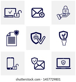 Security icon logo design vector. Protection and Security Vector Line Icons Set. Business Data Protection Technology, Cyber Security, Computer Network Protection. Editable Stroke. Web Icon