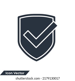 security icon logo vector illustration. shield with check mark symbol template for graphic and web design collection