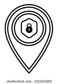 security icon and map pin