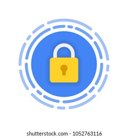 Security Icon. Modern Flat Vector Icon, Circle With Padlock. 