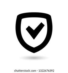 Security icon on white background. Shield with check mark  Protection symbol 