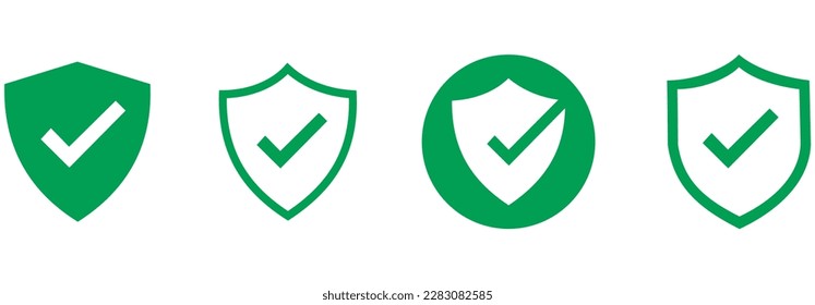 Security icon on white background Guaranty shield vector icon in green flat shape design isolated on white background