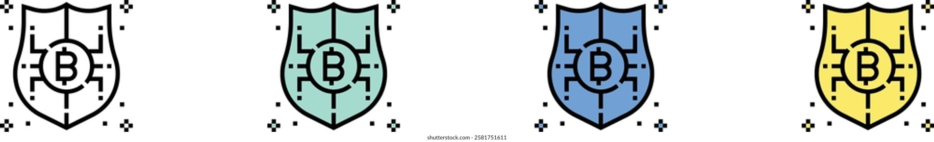 security icon. Outline, Green, Blue and Yellow Style Design Isolated On White Background
