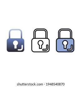 security icon, padlock icon, safe icon with various icon styles