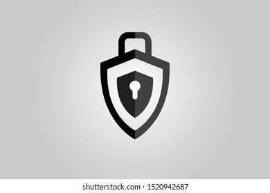 security icon or protection icon with black and white Vector illustration