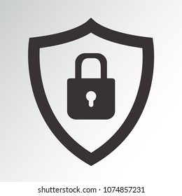 Security icon. Protection symbol. Shield with padlock. Vector illustration