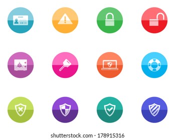 Security icon series in color circles. 