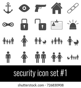 Security. Icon set 1. Gray icons on white background.