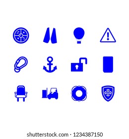 security icon set about seat, mailbox, warning sign and anchor icon vector set